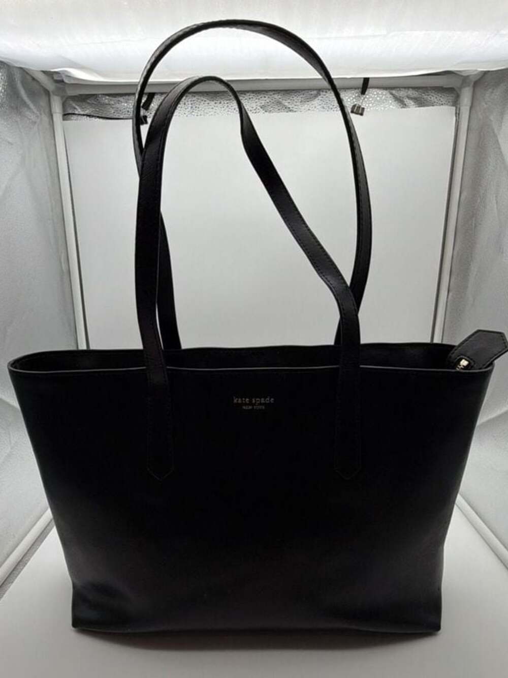 Kate Spade New York Black Saffiano Leather Zip Tote Bag